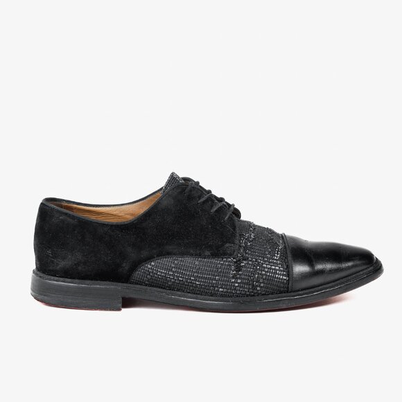 Christian Louboutin Black Multi-Material Greggo Lace Up Derby Shoes - Picture 1 of 10